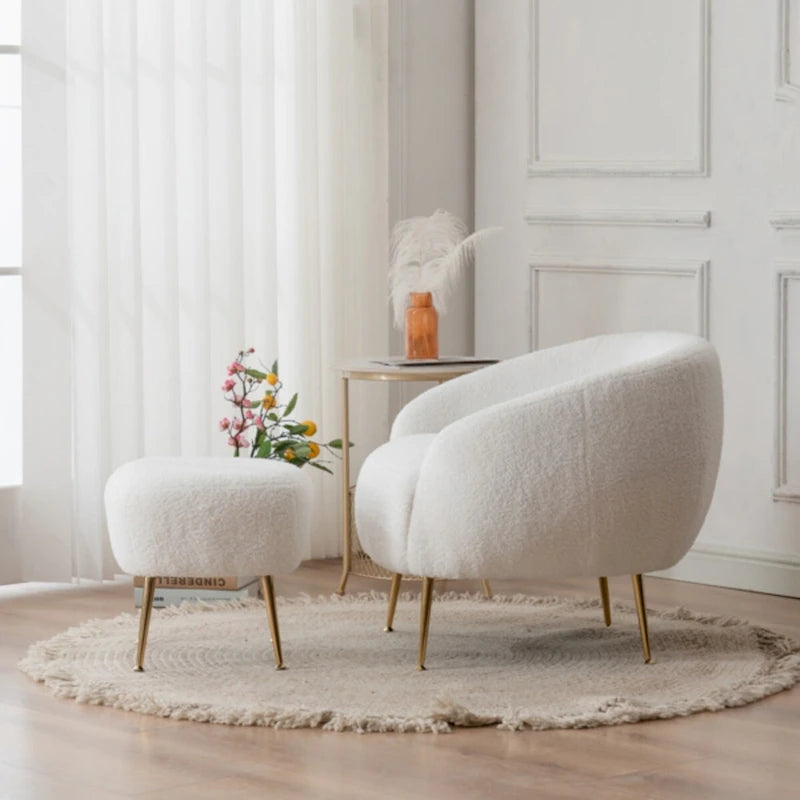 Fauteuil barillet moderne avec ottoman, confortable et élégant, idéal pour les petits espaces - 31,4 (L) x 29,5 (l) x 25,6 (H)