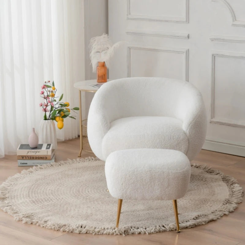Fauteuil barillet moderne avec ottoman, confortable et élégant, idéal pour les petits espaces - 31,4 (L) x 29,5 (l) x 25,6 (H)