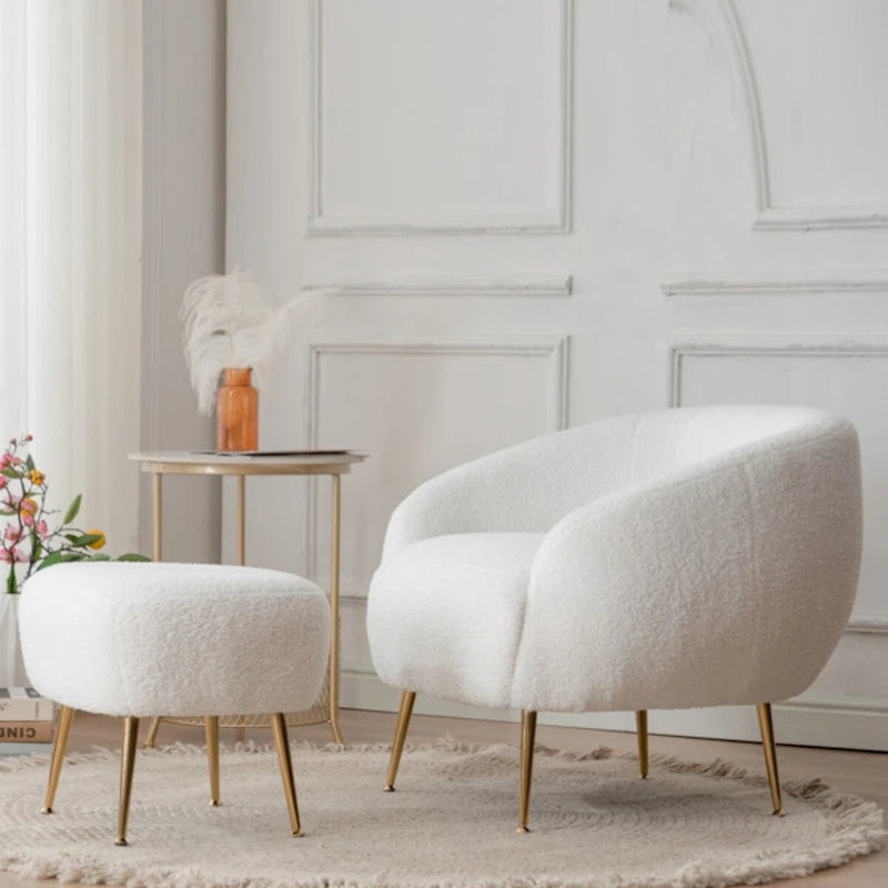 Fauteuil barillet moderne avec ottoman, confortable et élégant, idéal pour les petits espaces - 31,4 (L) x 29,5 (l) x 25,6 (H)