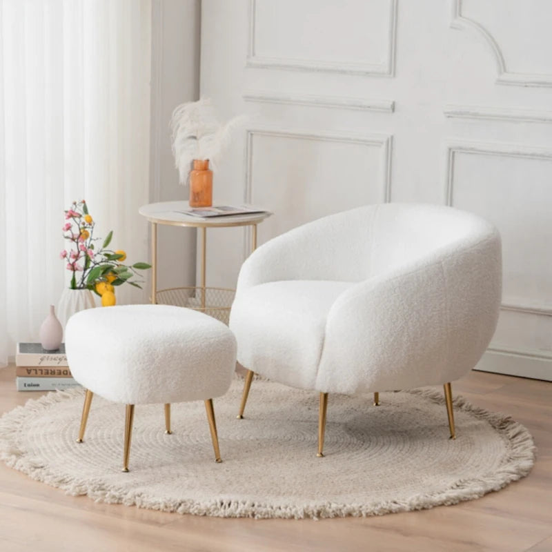Fauteuil barillet moderne avec ottoman, confortable et élégant, idéal pour les petits espaces - 31,4 (L) x 29,5 (l) x 25,6 (H)