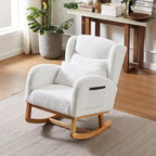 Fauteuil à bascule moderne à dossier haut pour salon, avec deux poches latérales