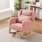 Fauteuil à bascule moderne à dossier haut pour salon, avec deux poches latérales