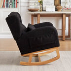 Fauteuil à bascule moderne à dossier haut pour salon, avec deux poches latérales