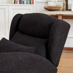 Fauteuil à bascule moderne à dossier haut pour salon, avec deux poches latérales