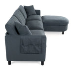 Canapé d'angle moderne en tissu 108 po avec ottoman et oreillers