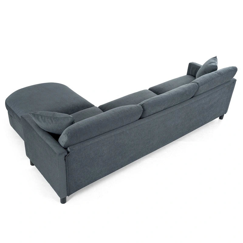 Canapé d'angle moderne en tissu 108 po avec ottoman et oreillers