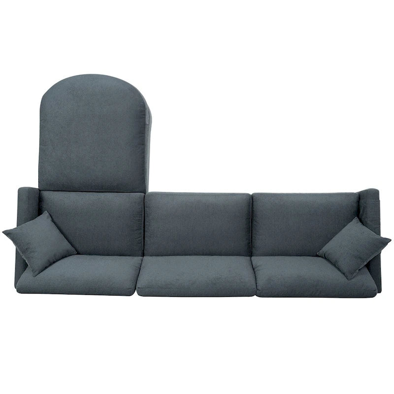 Canapé d'angle moderne en tissu 108 po avec ottoman et oreillers