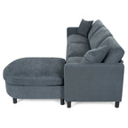 Canapé d'angle moderne en tissu 108 po avec ottoman et oreillers