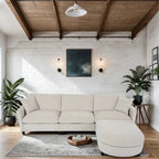 Canapé d'angle moderne en tissu 108 po avec ottoman et oreillers