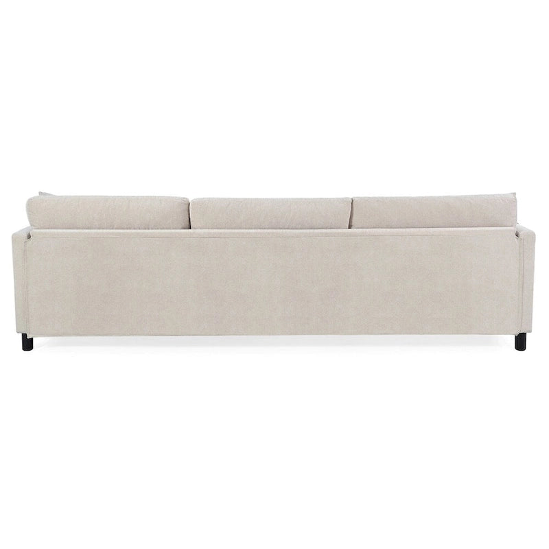 Canapé d'angle moderne en tissu 108 po avec ottoman et oreillers