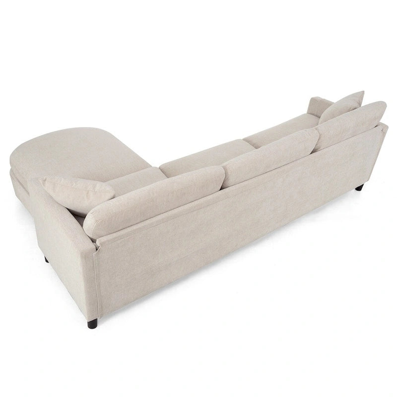 Canapé d'angle moderne en tissu 108 po avec ottoman et oreillers