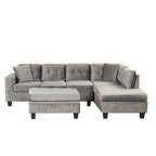 Canapé sectionnel moderne en L de 104,5 pouces avec pouf de rangement et méridienne réversible - 104,5 larg. x 74,5 prof. x 33,5 haut.