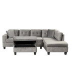 Canapé sectionnel moderne en L de 104,5 pouces avec pouf de rangement et méridienne réversible - 104,5 larg. x 74,5 prof. x 33,5 haut.