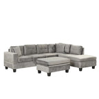 Canapé sectionnel moderne en L de 104,5 pouces avec pouf de rangement et méridienne réversible - 104,5 larg. x 74,5 prof. x 33,5 haut.