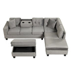 Canapé sectionnel moderne en L de 104,5 pouces avec pouf de rangement et méridienne réversible - 104,5 larg. x 74,5 prof. x 33,5 haut.