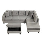 Canapé sectionnel moderne en L de 104,5 pouces avec pouf de rangement et méridienne réversible - 104,5 larg. x 74,5 prof. x 33,5 haut.