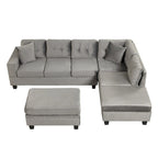 Canapé sectionnel moderne en L de 104,5 pouces avec pouf de rangement et méridienne réversible - 104,5 larg. x 74,5 prof. x 33,5 haut.