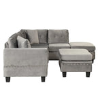 Canapé sectionnel moderne en L de 104,5 pouces avec pouf de rangement et méridienne réversible - 104,5 larg. x 74,5 prof. x 33,5 haut.