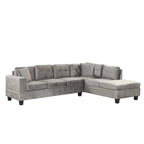 Canapé sectionnel moderne en L de 104,5 pouces avec pouf de rangement et méridienne réversible - 104,5 larg. x 74,5 prof. x 33,5 haut.