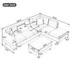 Canapé sectionnel moderne en L de 104,5 pouces avec pouf de rangement et méridienne réversible - 104,5 larg. x 74,5 prof. x 33,5 haut.