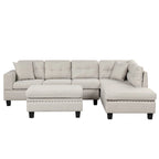 Canapé sectionnel moderne en L de 104,5 pouces avec pouf de rangement et méridienne réversible - 104,5 larg. x 74,5 prof. x 33,5 haut.