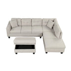 Canapé sectionnel moderne en L de 104,5 pouces avec pouf de rangement et méridienne réversible - 104,5 larg. x 74,5 prof. x 33,5 haut.