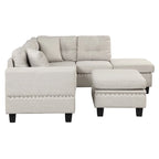 Canapé sectionnel moderne en L de 104,5 pouces avec pouf de rangement et méridienne réversible - 104,5 larg. x 74,5 prof. x 33,5 haut.