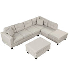 Canapé sectionnel moderne en L de 104,5 pouces avec pouf de rangement et méridienne réversible - 104,5 larg. x 74,5 prof. x 33,5 haut.