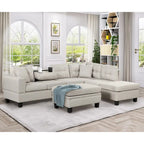 Canapé sectionnel moderne en L de 104,5 pouces avec pouf de rangement et méridienne réversible - 104,5 larg. x 74,5 prof. x 33,5 haut.
