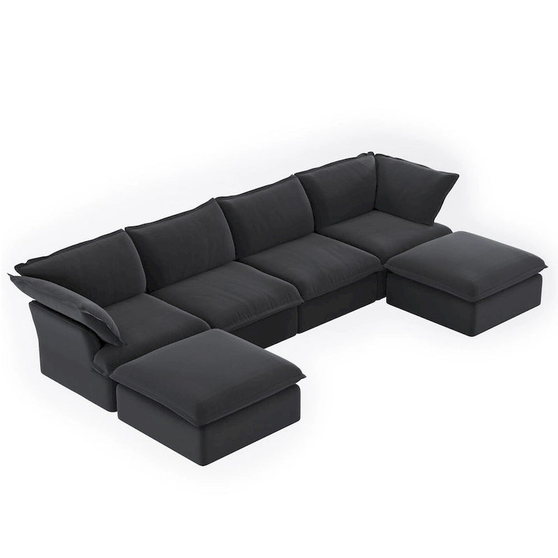 Canapé d'angle modulable convertible en U de 163 po, rembourré de duvet pour un confort moelleux