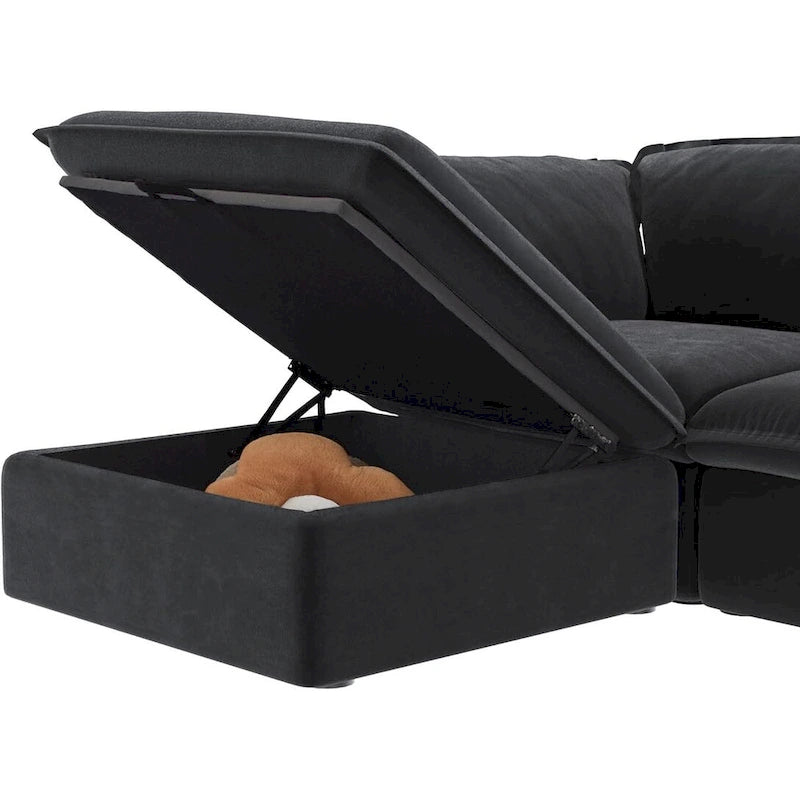 Canapé d'angle modulable convertible en U de 163 po, rembourré de duvet pour un confort moelleux