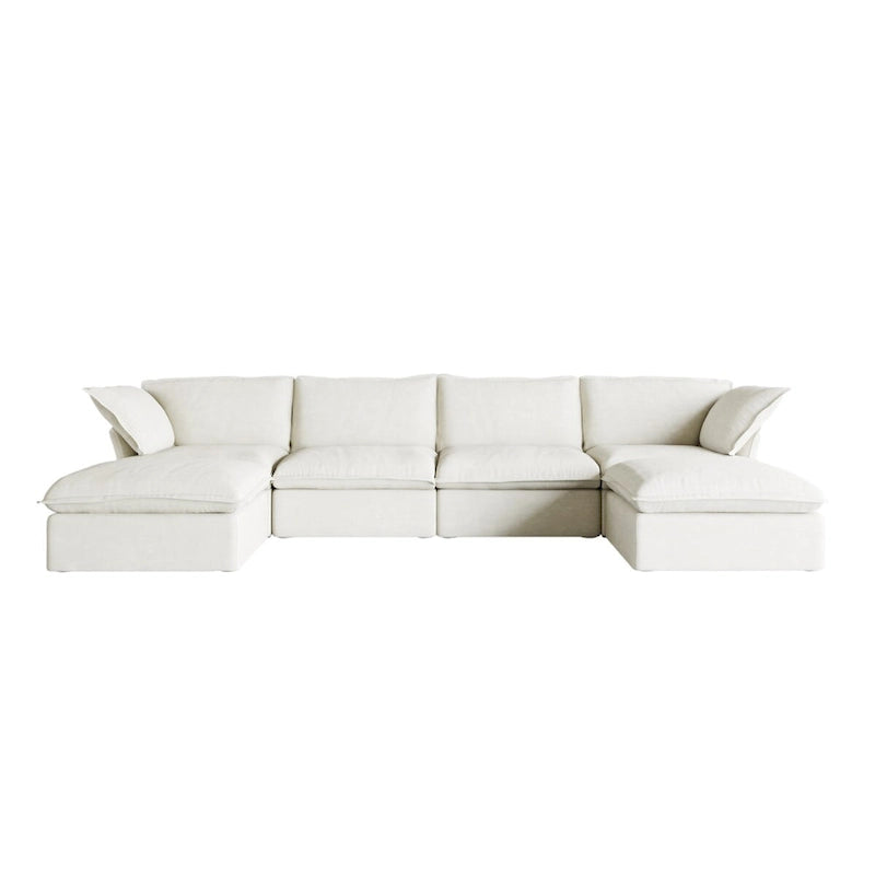Canapé d'angle modulable convertible en U de 163 po, rembourré de duvet pour un confort moelleux