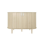 Meuble d'appoint avec portes tambours coulissantes en douceur