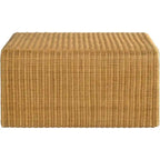 Table basse carrée en rotin de 91 cm, bords arrondis, marron texturé naturel