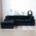 Canapé d'angle en tissu polyester, canapé sectionnel moderne avec pouf