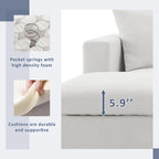 Canapé d'angle en tissu polyester, canapé sectionnel moderne avec pouf