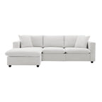 Canapé d'angle en tissu polyester, canapé sectionnel moderne avec pouf