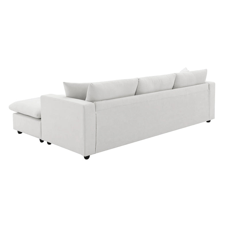 Canapé d'angle en tissu polyester, canapé sectionnel moderne avec pouf