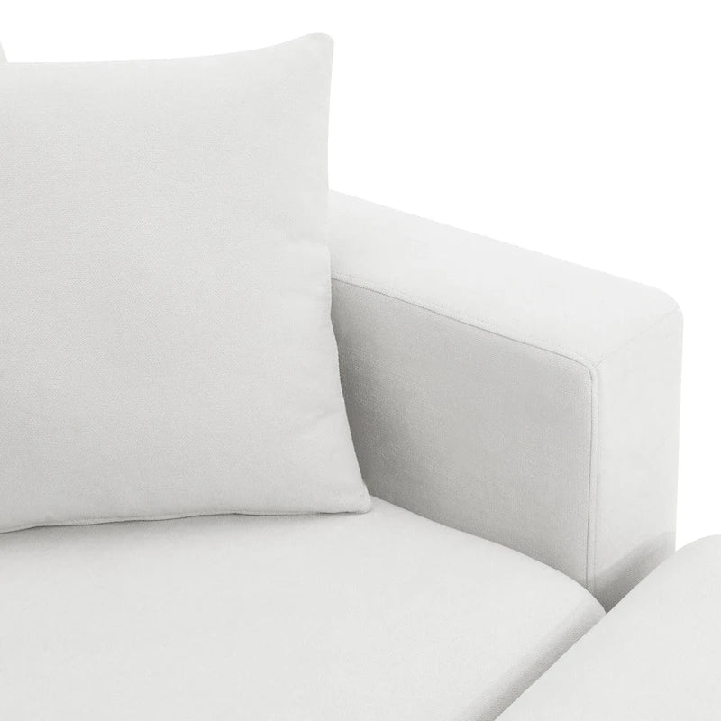 Canapé d'angle en tissu polyester, canapé sectionnel moderne avec pouf