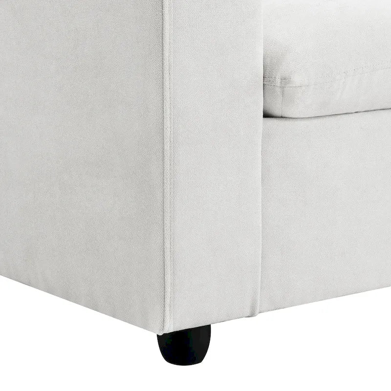 Canapé d'angle en tissu polyester, canapé sectionnel moderne avec pouf