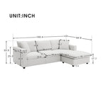 Canapé d'angle en tissu polyester, canapé sectionnel moderne avec pouf