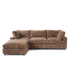 Canapé d'angle en tissu polyester, canapé sectionnel moderne avec pouf