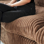 Canapé d'angle en tissu polyester, canapé sectionnel moderne avec pouf