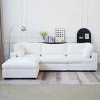 Canapé d'angle en tissu polyester, canapé sectionnel moderne avec pouf