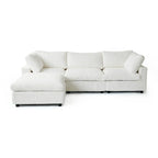 Canapé d'angle en tissu polyester, canapé sectionnel moderne avec pouf