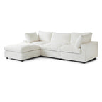 Canapé d'angle en tissu polyester, canapé sectionnel moderne avec pouf