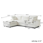 Canapé d'angle en tissu polyester, canapé sectionnel moderne avec pouf