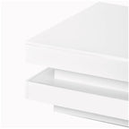 Table basse carrée à 2 niveaux, design minimaliste très brillant avec lumières LED, table basse de salon