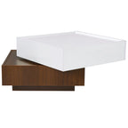 Table basse carrée rotative à 360° avec 2 tiroirs