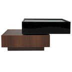 Table basse carrée rotative à 360° avec 2 tiroirs